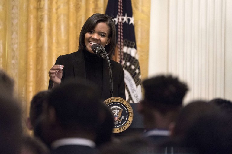 Candace Owens speaking at White House podium